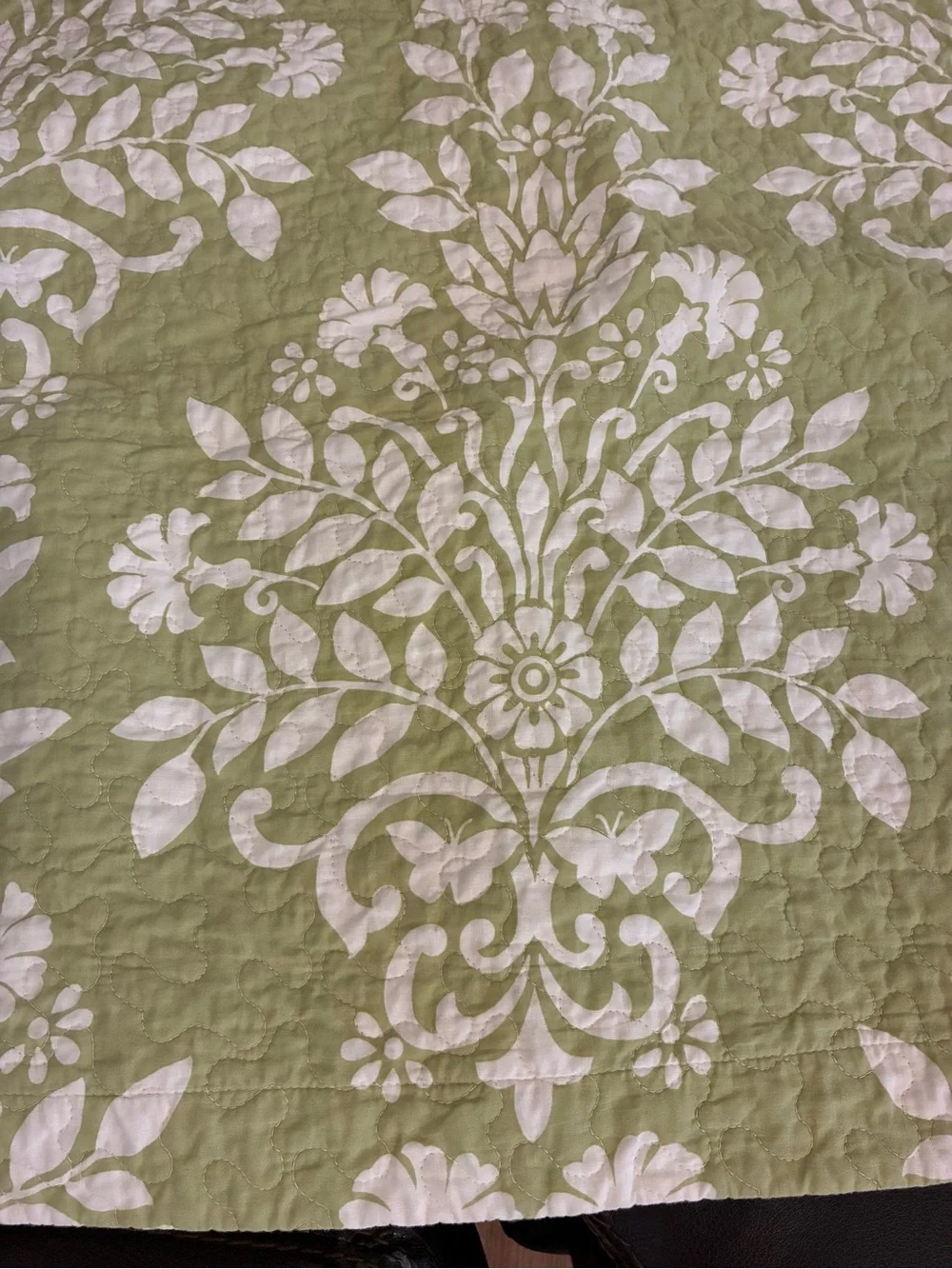 Laura Ashley Green and White Floral Pillow Sham King Size Rowland 40 X 24”